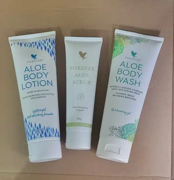 3 x Forever Skin Care Body Lotion Body Wash and Body Scrub Bundle